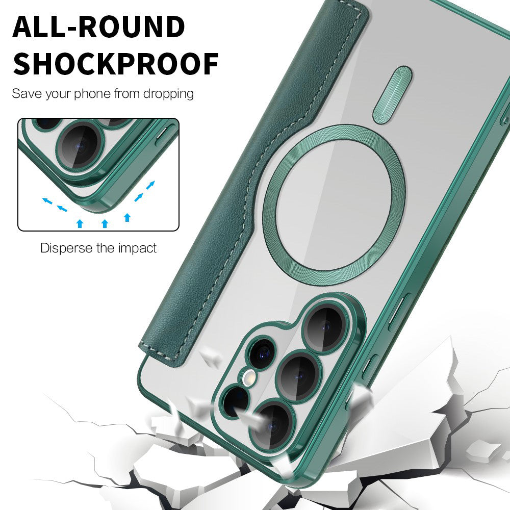 Capa MagSafe para Samsung Galaxy S26 Ultra S948, Techsuit, SmartMag Book, Verde