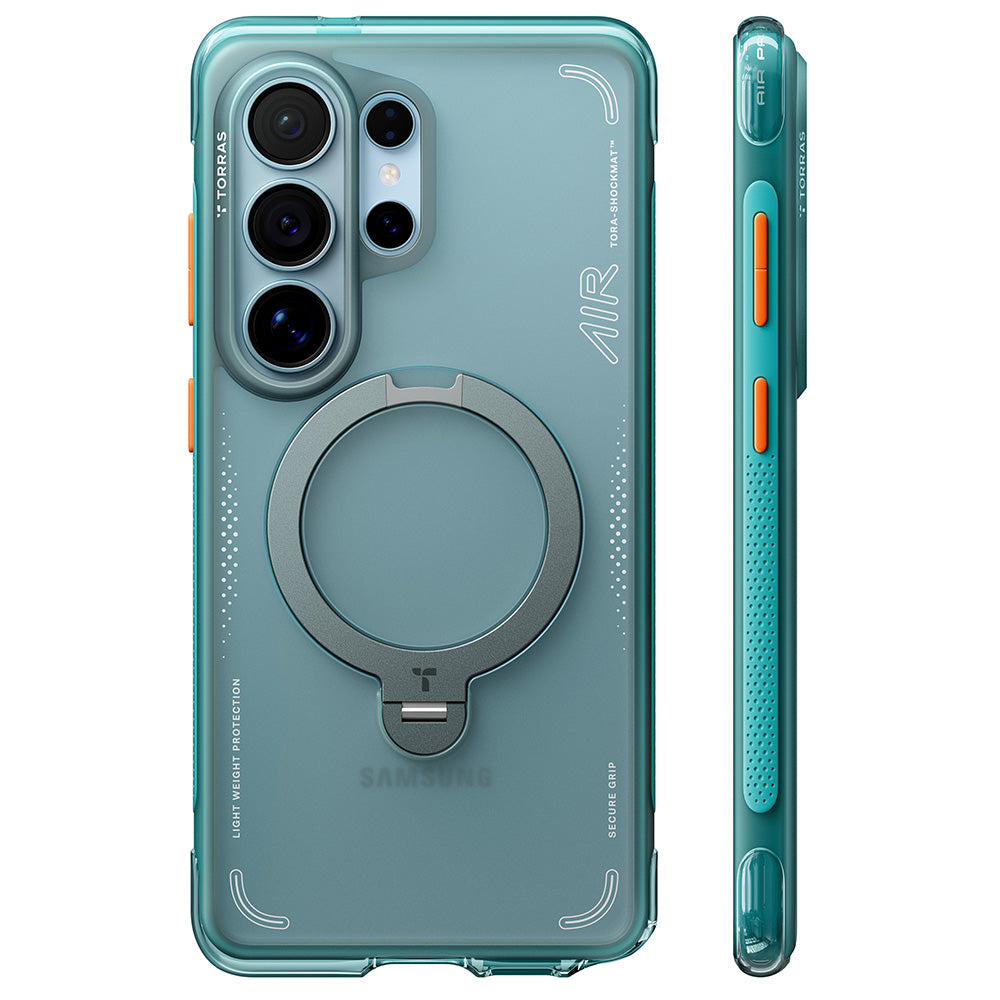 Capa MagSafe para Samsung Galaxy S26 Ultra S948, Torras, Ostand Spin Air, Verde
