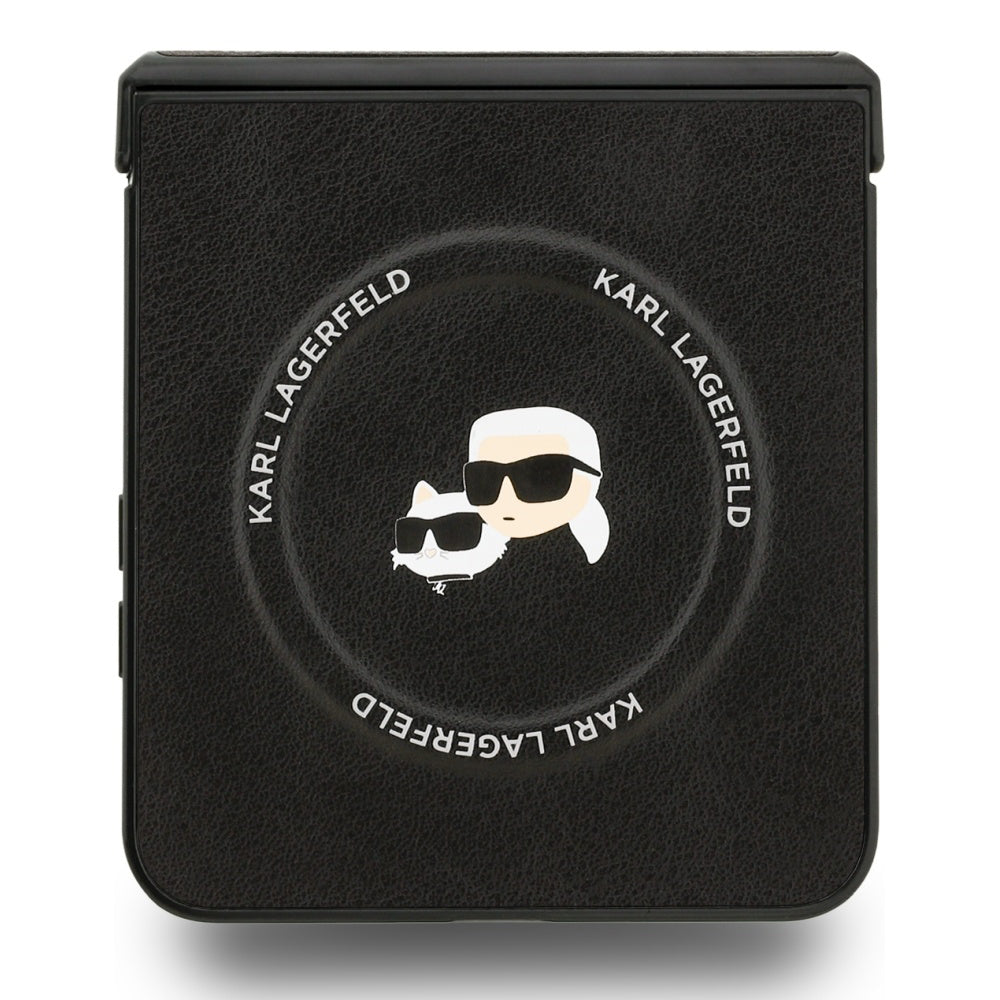 Capa MagSafe para Samsung Galaxy Z Flip7 F766, Karl Lagerfeld, Karl & Choupette Pins, Preta
