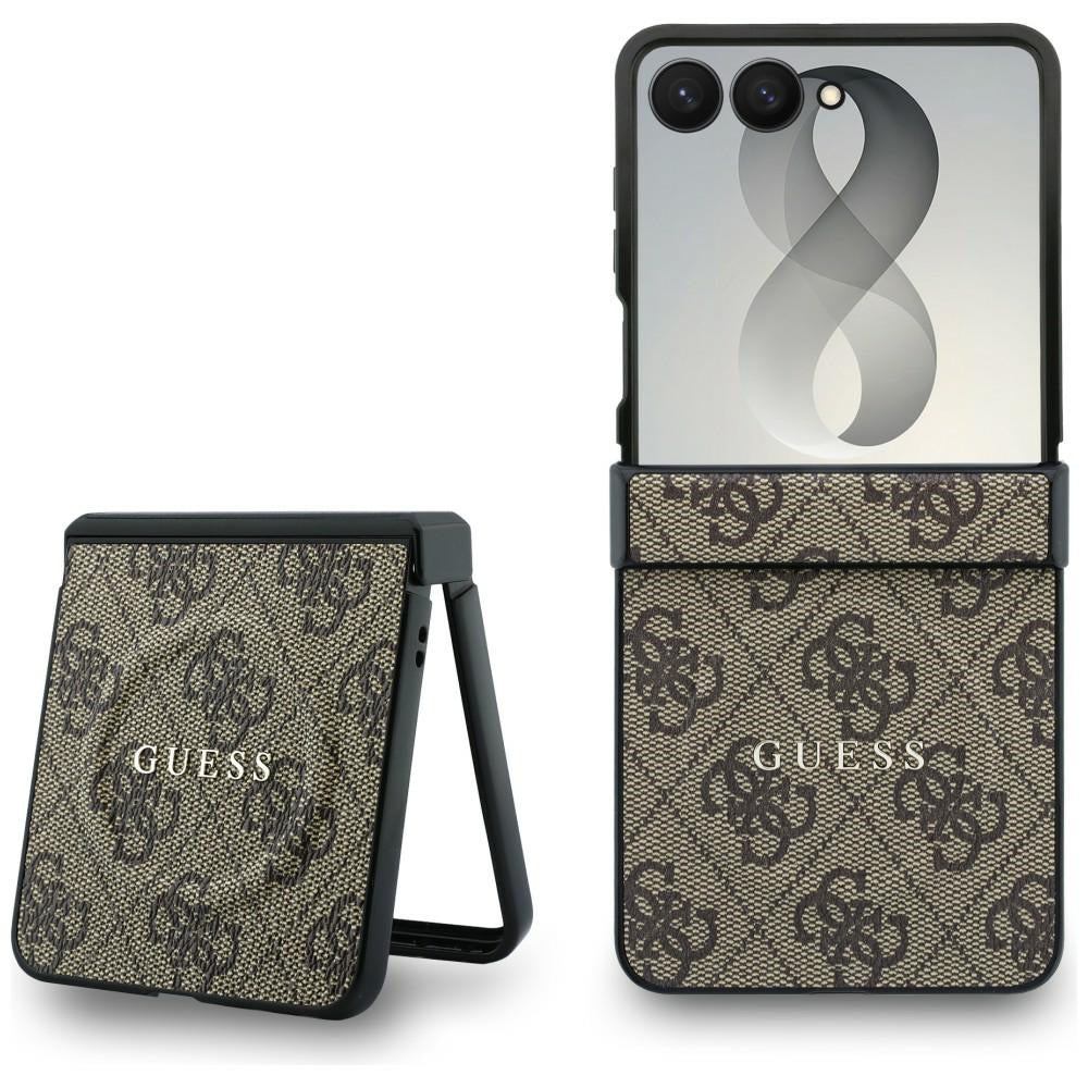 Capa MagSafe para Samsung Galaxy Z Flip8 F776, Guess, 4G Leather Classic, Castanha