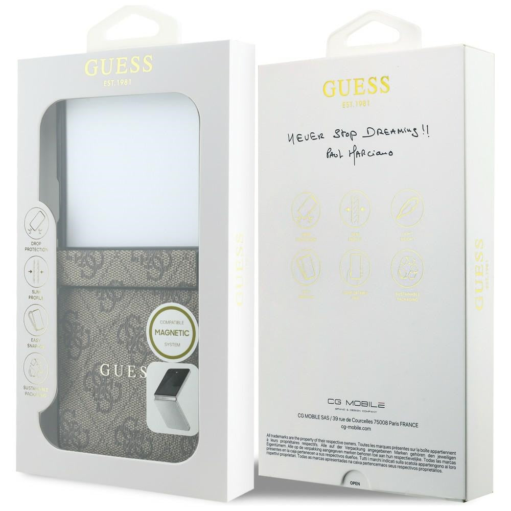 Capa MagSafe para Samsung Galaxy Z Flip8 F776, Guess, 4G Leather Classic, Castanha