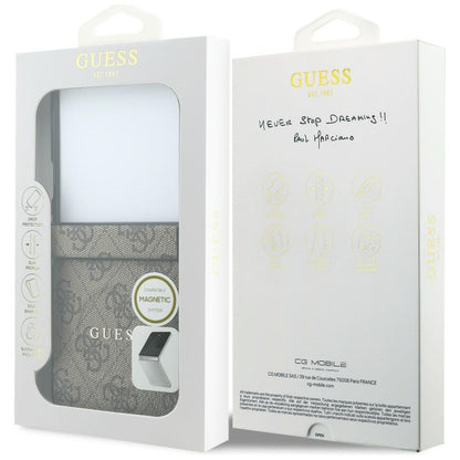 Capa MagSafe para Samsung Galaxy Z Flip8 F776, Guess, 4G Leather Classic, Castanha