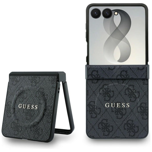 Capa MagSafe para Samsung Galaxy Z Flip8 F776, Guess, 4G Leather Classic, Preta