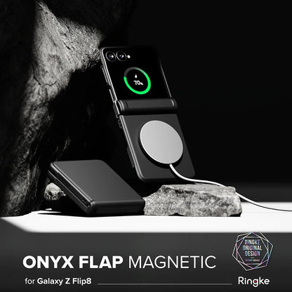 Capa MagSafe para Samsung Galaxy Z Flip8 F776, Ringke, Onyx Flap, Preta