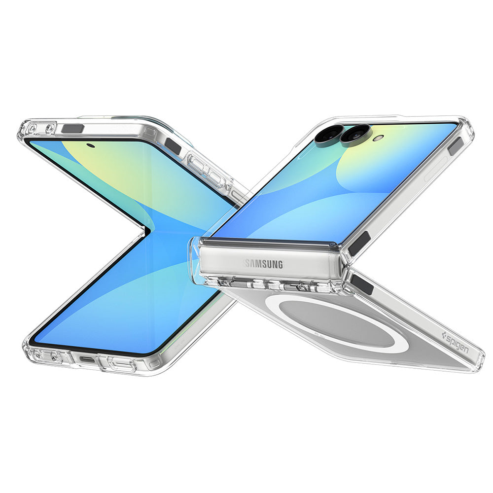Capa MagSafe para Samsung Galaxy Z Flip8 F776, Spigen, Ultra Hybrid Pro, Transparente Branca ACS11524