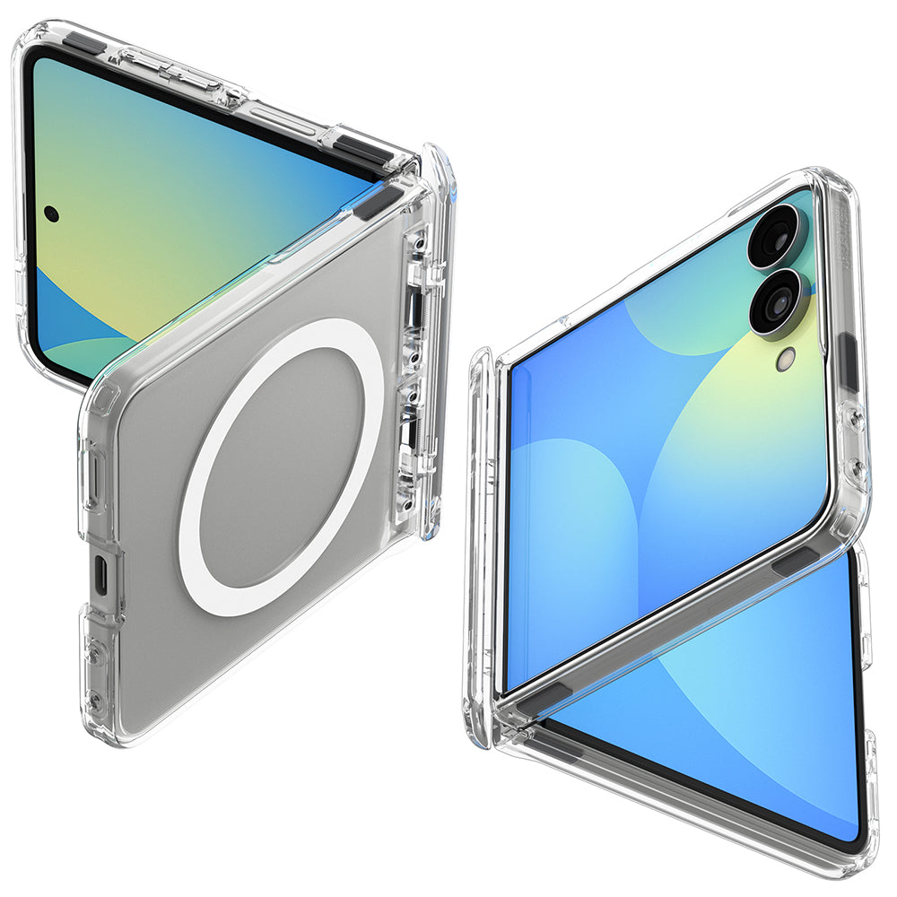 Capa MagSafe para Samsung Galaxy Z Flip8 F776, Spigen, Ultra Hybrid Pro, Transparente Branca ACS11524