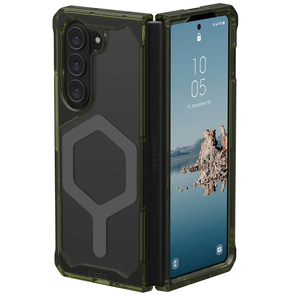 Capa MagSafe para Samsung Galaxy Z Fold5 F946, Urban Armor Gear, Plyo Pro, Verde Cinzento