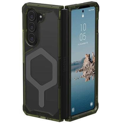 Capa MagSafe para Samsung Galaxy Z Fold5 F946, Urban Armor Gear, Plyo Pro, Verde Cinzento