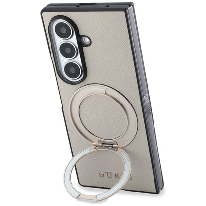 Capa MagSafe para Samsung Galaxy Z Fold8 Ultra F976, Guess, Suporte de Anel Logo Clássico Granulado, Bege