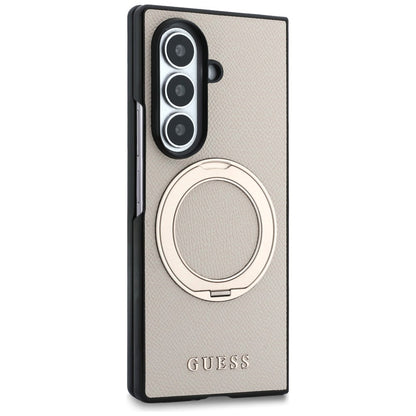 Capa MagSafe para Samsung Galaxy Z Fold8 Ultra F976, Guess, Suporte de Anel Logo Clássico Granulado, Bege