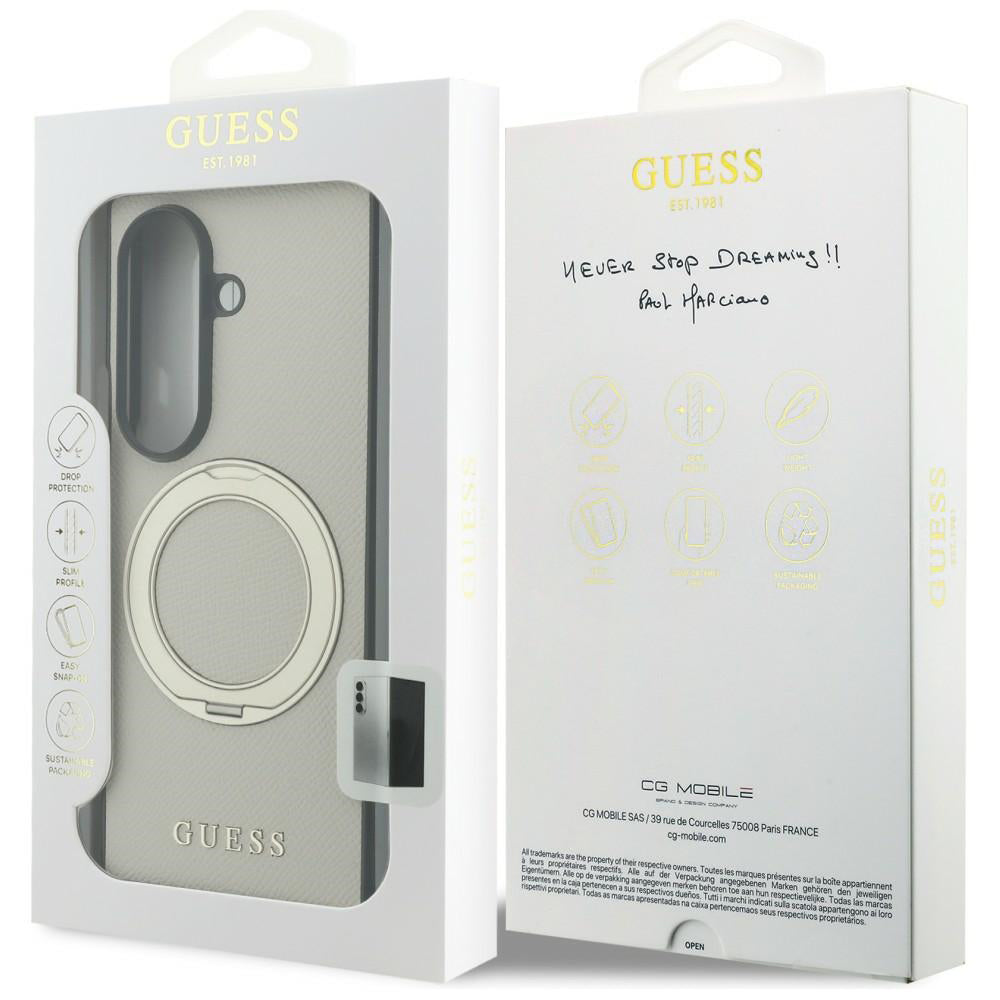 Capa MagSafe para Samsung Galaxy Z Fold8 Ultra F976, Guess, Suporte de Anel Logo Clássico Granulado, Bege
