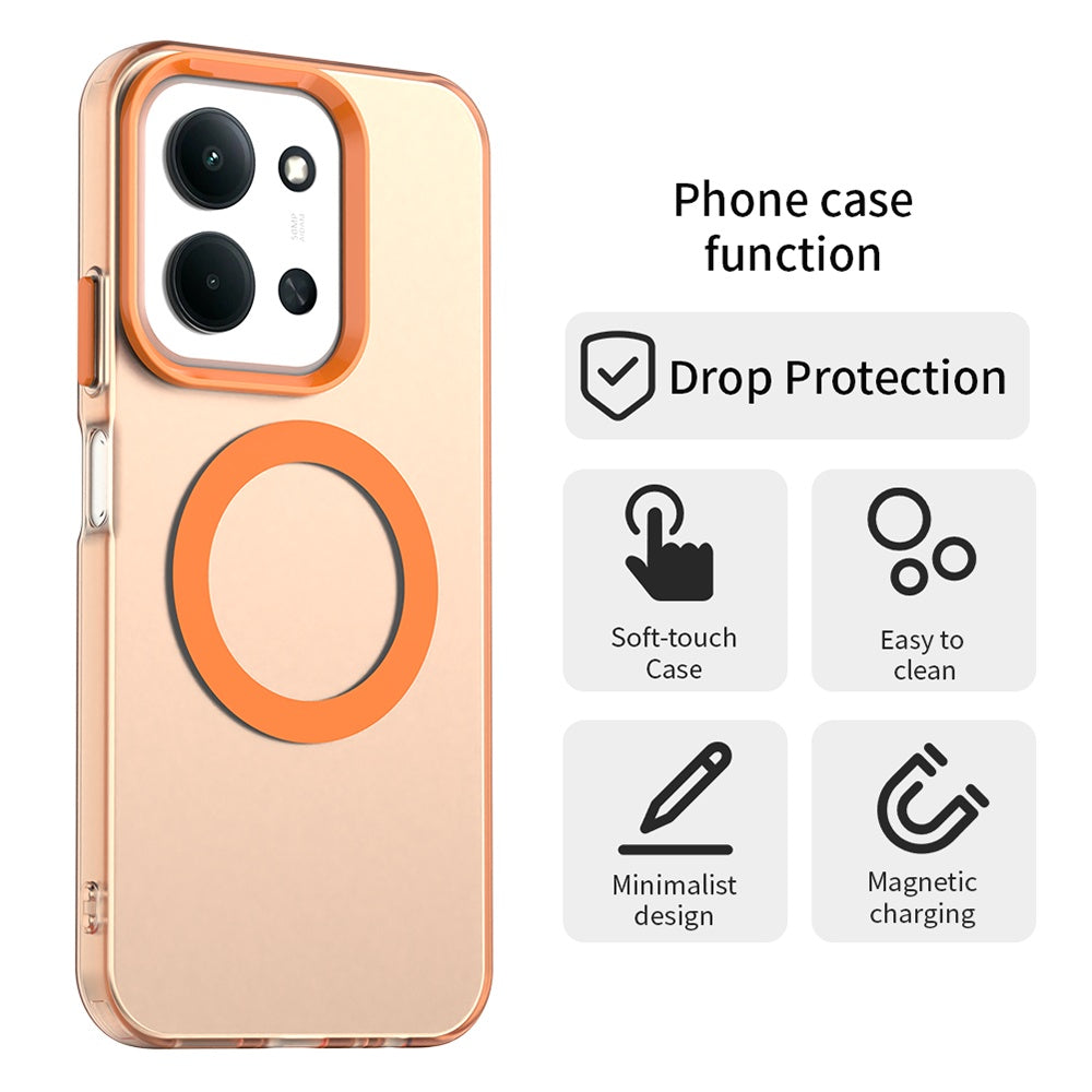Capa MagSafe para Xiaomi Poco C85 4G / Redmi 15C 5G / 15C 4G, Techsuit, CandyCase, Laranja