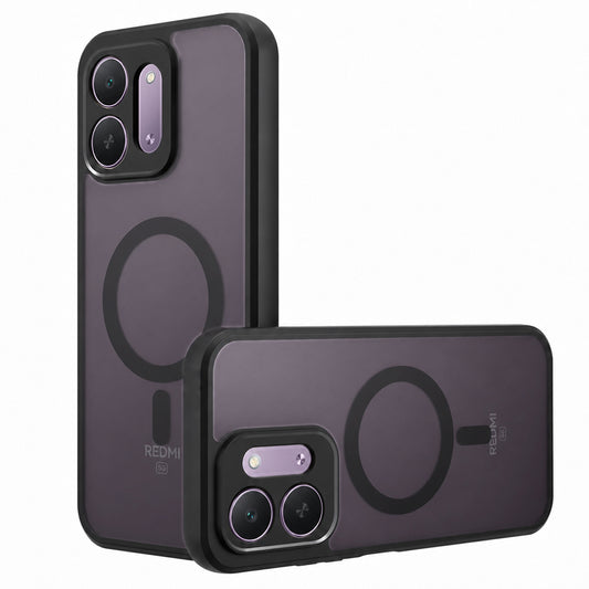 Capa MagSafe para Xiaomi Redmi 17C 5G, Techsuit, PureFrost, Preta Acetinada