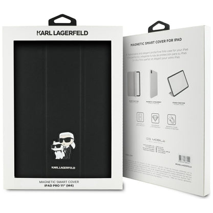 Capa para Apple iPad Pro 11 (2024), Karl Lagerfeld, Saffiano Karl & Choupette, Preta.