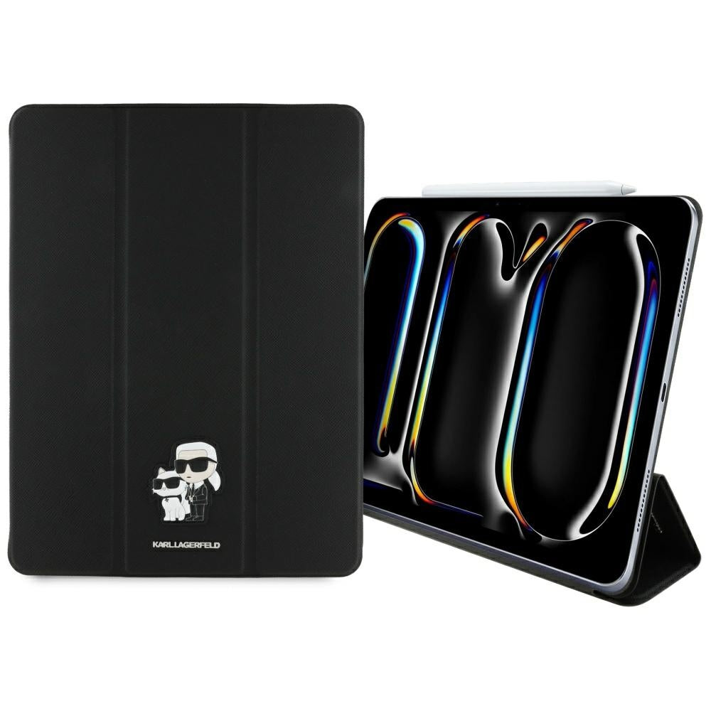 Capa para Apple iPad Pro 13 (2024), Karl Lagerfeld, Saffiano Karl & Choupette, Preta.