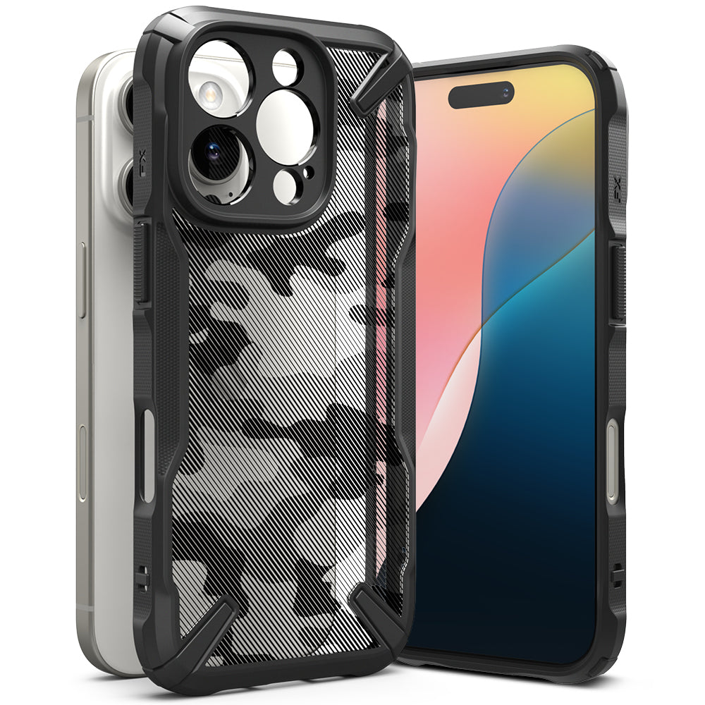 Capa para Apple iPhone 16 Pro, Ringke, Fusion X Camo, Preto 