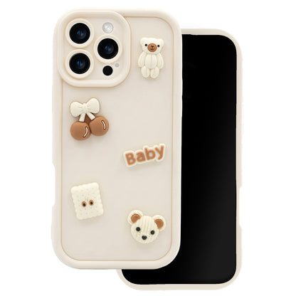 Capa para Apple iPhone 12, OEM, Ultra Trendy 3D Bear, Bege
