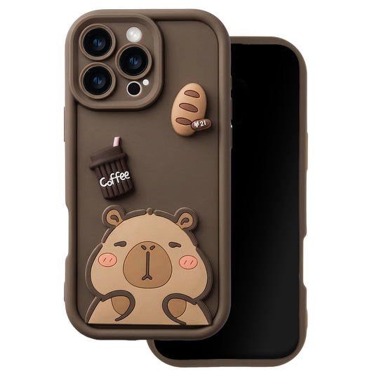 Capa para Apple iPhone 12, OEM, Ultra Trendy 3D Capybara, Castanha