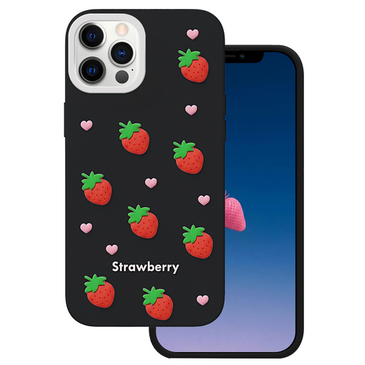 Capa para Apple iPhone 17 Pro Max, OEM, Strawberry, Preta
