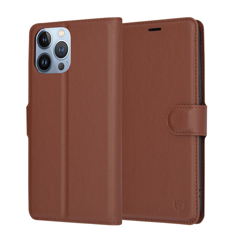 Capa para Apple iPhone 13 Pro Max, Techsuit, Leather Folio, Castanha