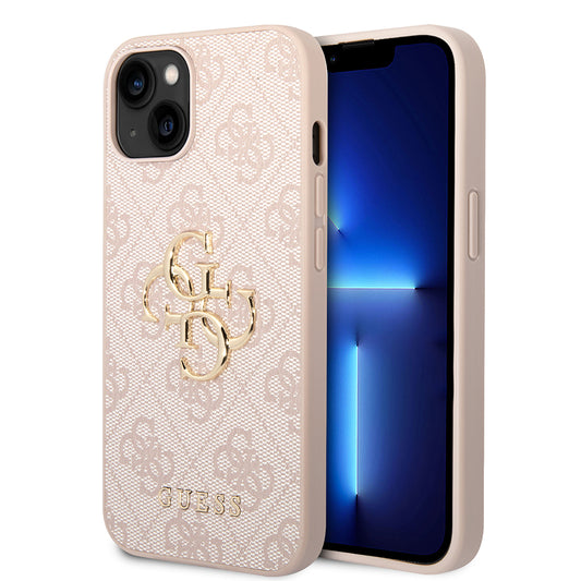 Capa para Apple iPhone 14, Guess, Logo Metal 4G, Rosa.