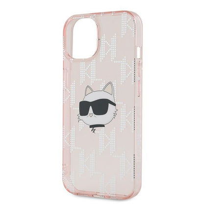 Capa para Apple iPhone 14, Karl Lagerfeld, IML Luxury Monogram Choupette's Head, Rosa