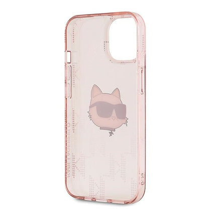 Capa para Apple iPhone 14, Karl Lagerfeld, IML Luxury Monogram Choupette's Head, Rosa