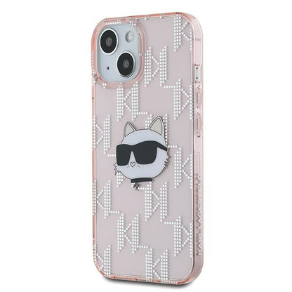 Capa para Apple iPhone 14, Karl Lagerfeld, IML Luxury Monogram Choupette's Head, Rosa