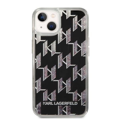 Case for Apple iPhone 14, Karl Lagerfeld, Liquid Glitter Monogram, Black