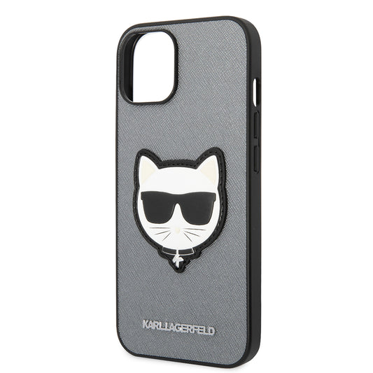 Capa para Apple iPhone 14, Karl Lagerfeld, Saffiano Choupette's Head, Prateada
