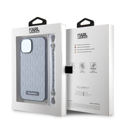 Capa para Apple iPhone 14, Karl Lagerfeld, Saffiano Monogram Chain, Prateada
