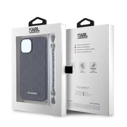 Case for Apple iPhone 14, Karl Lagerfeld, Saffiano Monogram Chain, Black
