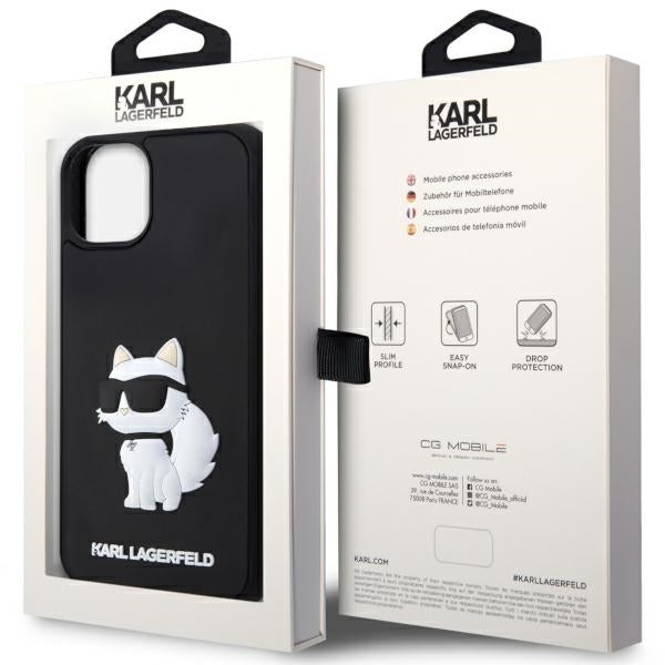 Capa para Apple iPhone 14 Plus, Karl Lagerfeld, 3D Rubber Choupette, Preta