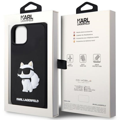 Capa para Apple iPhone 14 Plus, Karl Lagerfeld, 3D Rubber Choupette, Preta