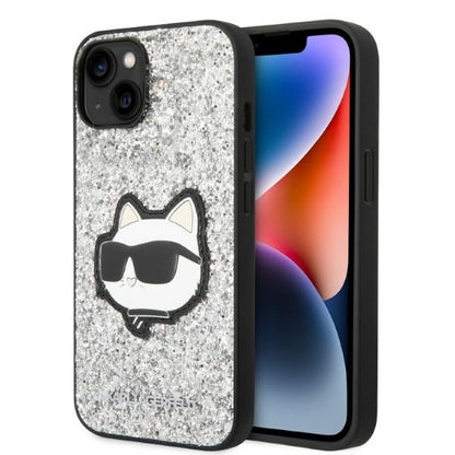 Capa para Apple iPhone 14 Plus, Karl Lagerfeld, Glitter Choupette Patch, Prateada