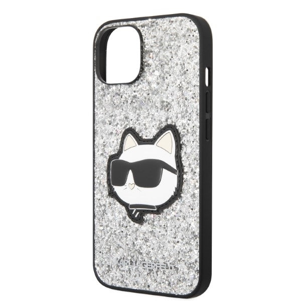 Capa para Apple iPhone 14 Plus, Karl Lagerfeld, Glitter Choupette Patch, Prateada