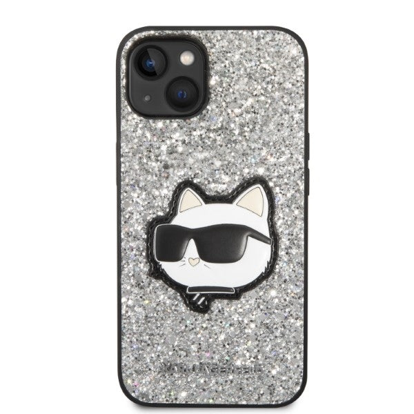 Capa para Apple iPhone 14 Plus, Karl Lagerfeld, Glitter Choupette Patch, Prateada