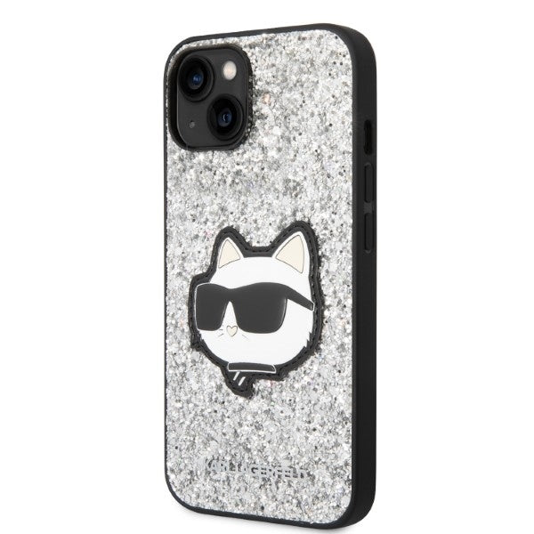Capa para Apple iPhone 14 Plus, Karl Lagerfeld, Glitter Choupette Patch, Prateada