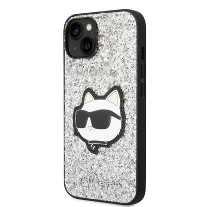 Capa para Apple iPhone 14 Plus, Karl Lagerfeld, Glitter Choupette Patch, Prateada