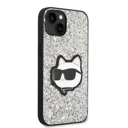 Capa para Apple iPhone 14 Plus, Karl Lagerfeld, Glitter Choupette Patch, Prateada