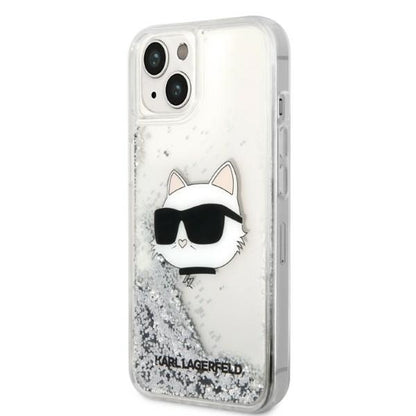 Capa para Apple iPhone 14 Plus, Karl Lagerfeld, Glitter Choupette's Head, Prateada