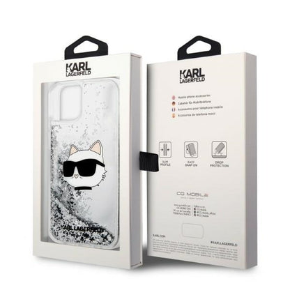 Capa para Apple iPhone 14 Plus, Karl Lagerfeld, Glitter Choupette's Head, Prateada