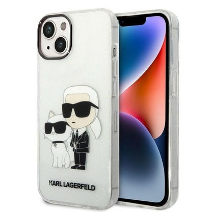 Capa para Apple iPhone 14 Plus, Karl Lagerfeld, Glitter Karl & Choupette, Transparente