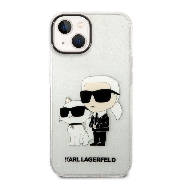 Capa para Apple iPhone 14 Plus, Karl Lagerfeld, Glitter Karl & Choupette, Transparente