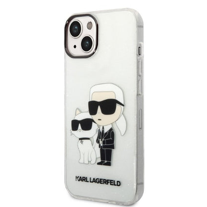 Capa para Apple iPhone 14 Plus, Karl Lagerfeld, Glitter Karl & Choupette, Transparente