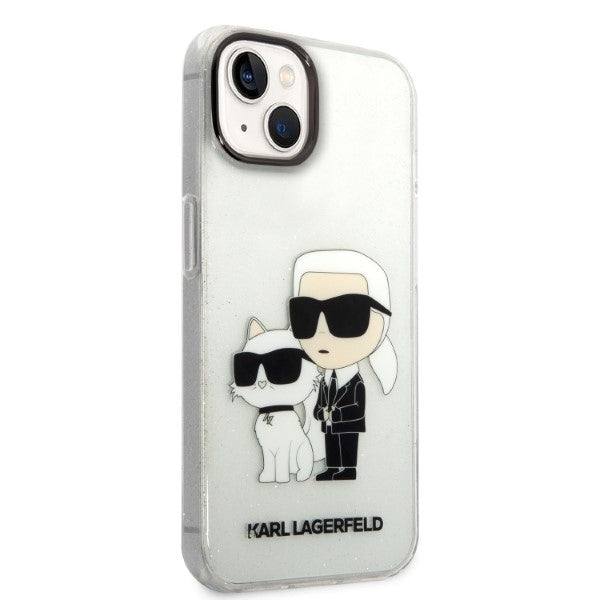 Capa para Apple iPhone 14 Plus, Karl Lagerfeld, Glitter Karl & Choupette, Transparente