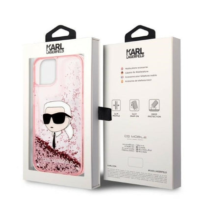 Case for Apple iPhone 14 Plus, Karl Lagerfeld, Glitter Karl's Head, Pink