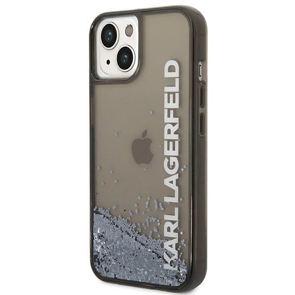 Capa para Apple iPhone 14 Plus, Karl Lagerfeld, Liquid Glitter KL Logo, Preta