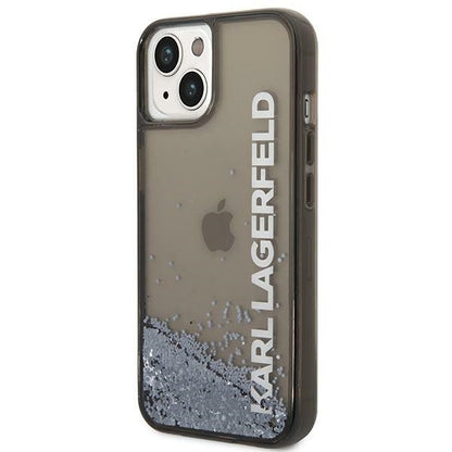 Capa para Apple iPhone 14 Plus, Karl Lagerfeld, Liquid Glitter KL Logo, Preta