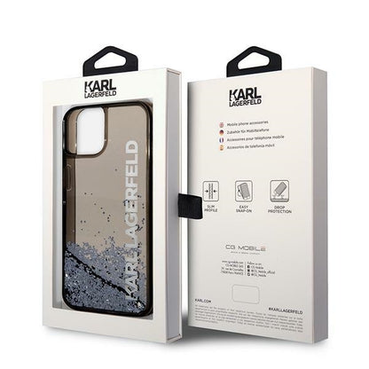 Capa para Apple iPhone 14 Plus, Karl Lagerfeld, Liquid Glitter KL Logo, Preta
